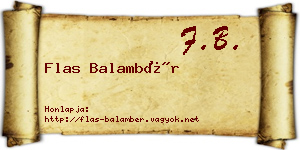 Flas Balambér névjegykártya